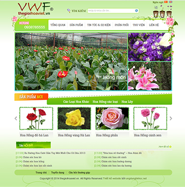 Thiết kế website cửa hàng hoa: Thế giới hoa việt